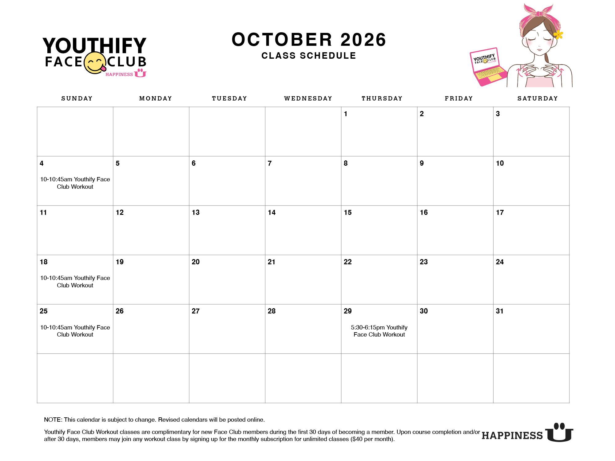 Youthify Calendar October 2026